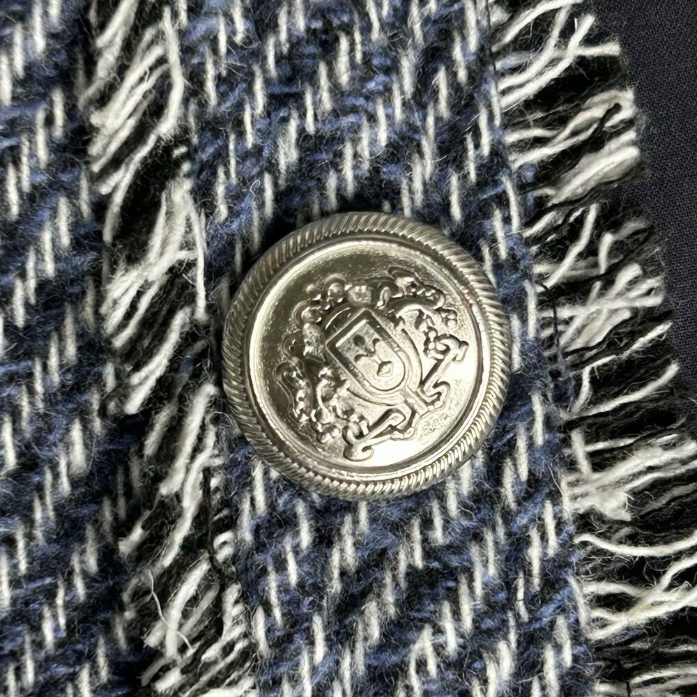 Chico's Blue Tweed Fringe Jacket - Picture 7 of 16